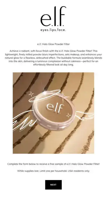 RUN! FREE e.l.f. Halo Glow Powder Filter Sample